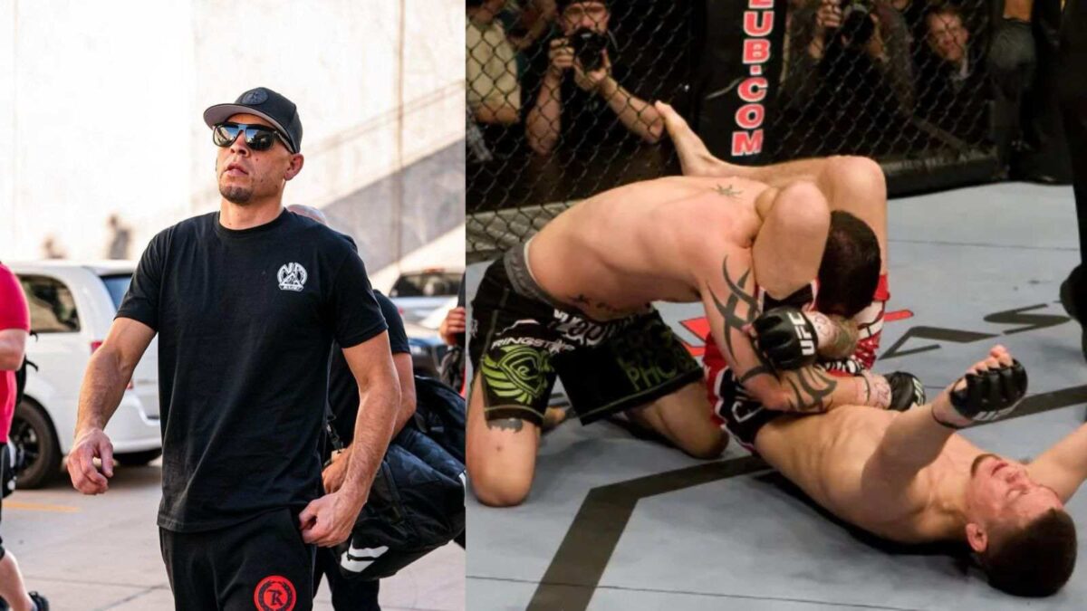 Nate Diaz uses triangle choke in the most stylistic fashion