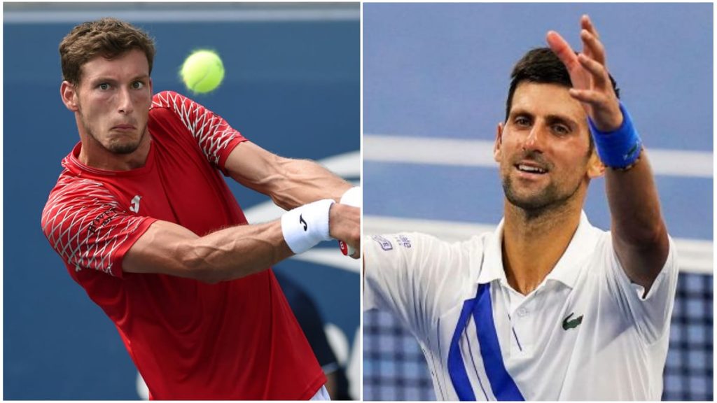 Pablo Carreno Busta (L) and  Novak Djokovic