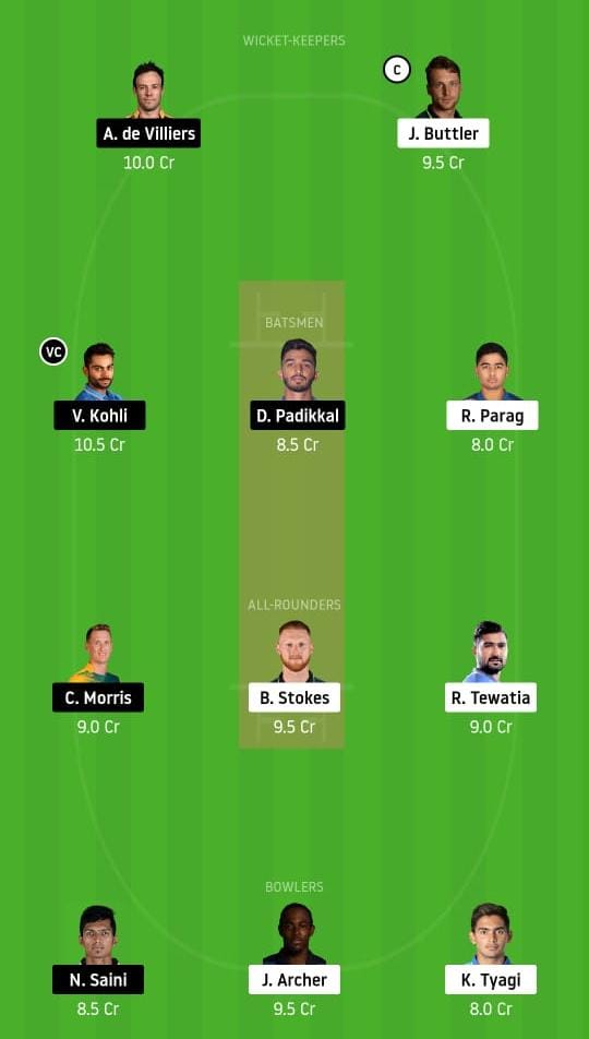 rr vs rcb dream11