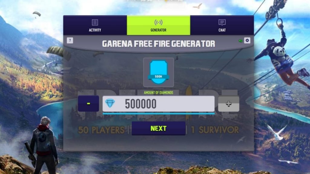 Free Fire 50 000 Diamond hack Mod APK