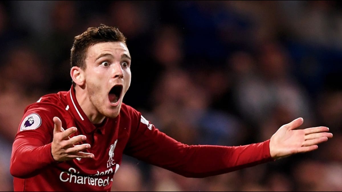 Andy Robertson's attempt to scream at Mason Greenwood in ...