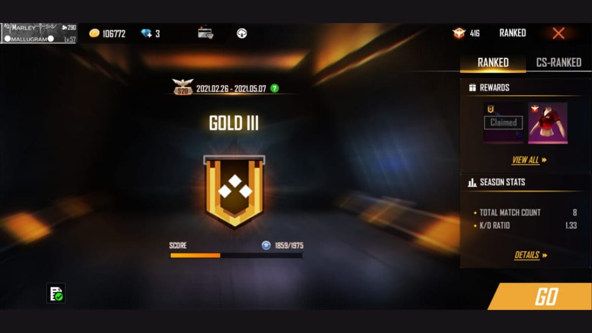 free fire rank season 5 date