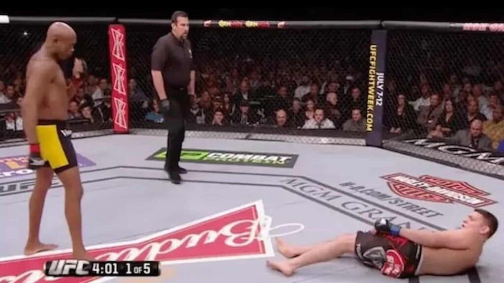 Nick Diaz chilling against Anderson Silva