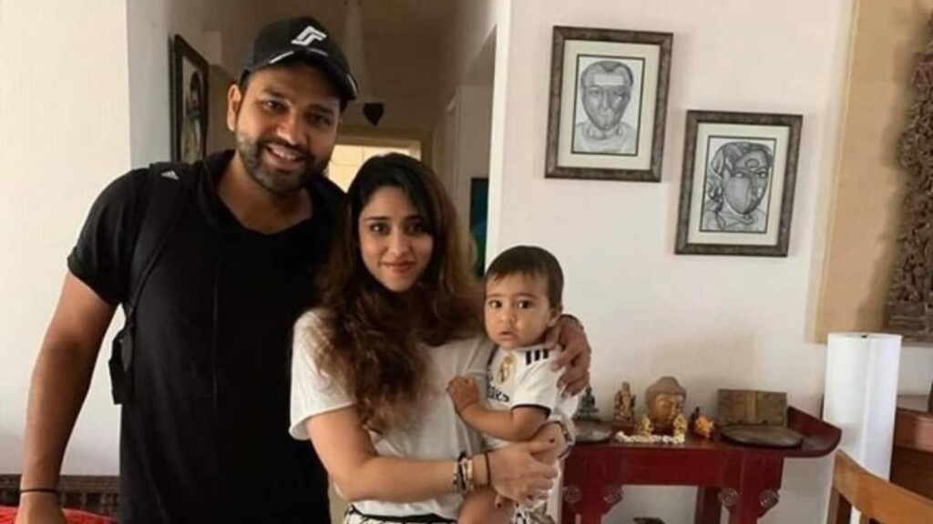 Rohit Sharma with his family at his house