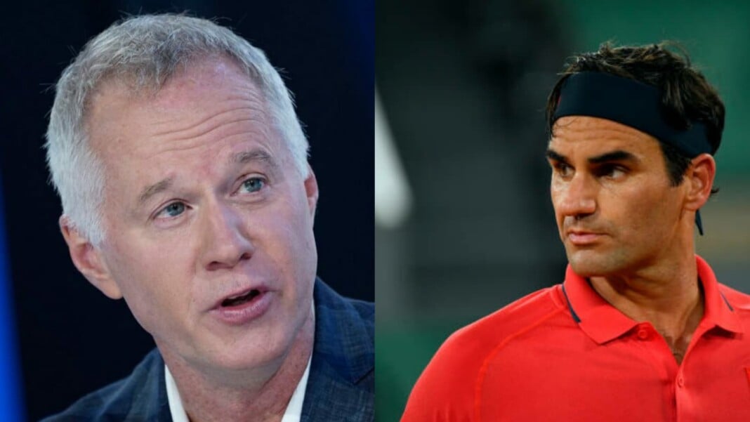 Patrick McEnroe and Roger Federer Patrick McEnroe and Roger Federer