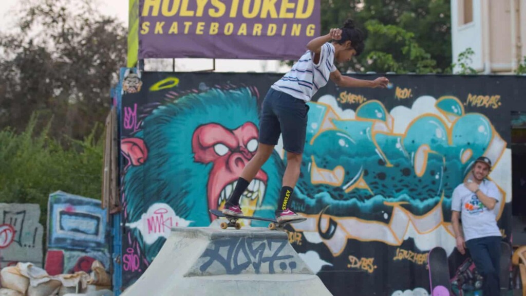 Atita Verghese skateboarding