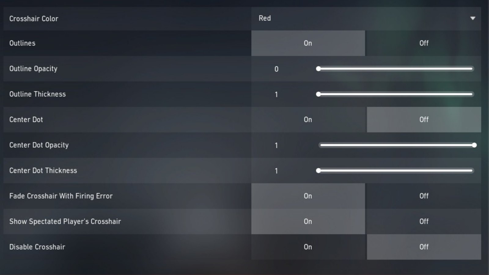 valorant crosshair settings pro