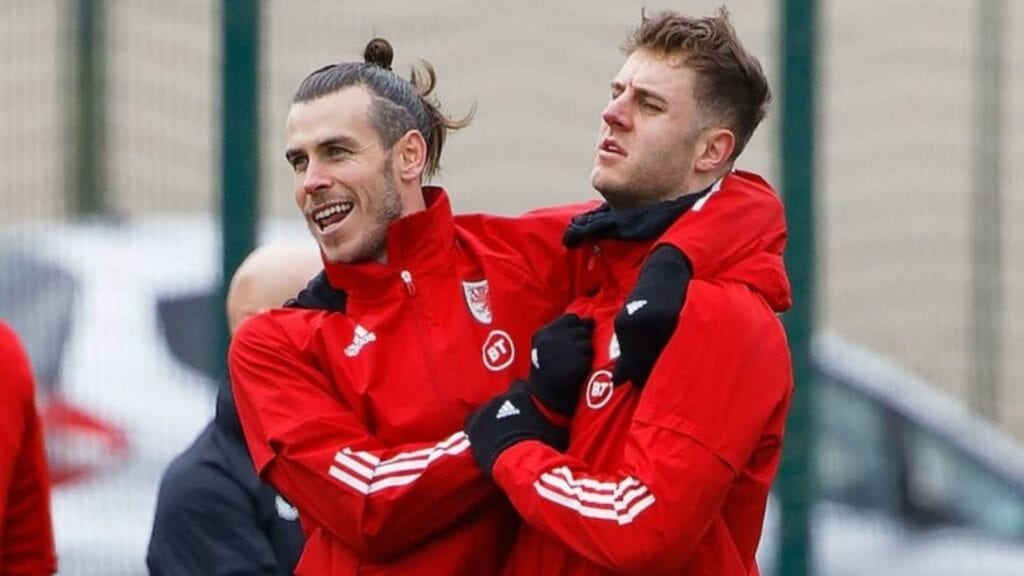 Joe Rodon And Gareth Bale at Wales training camp