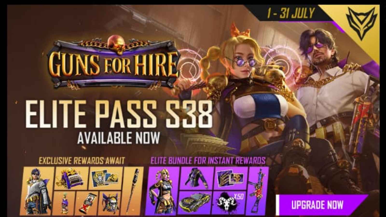 Free Fire Elite Pass Season 38: List of all Free Rewards and More