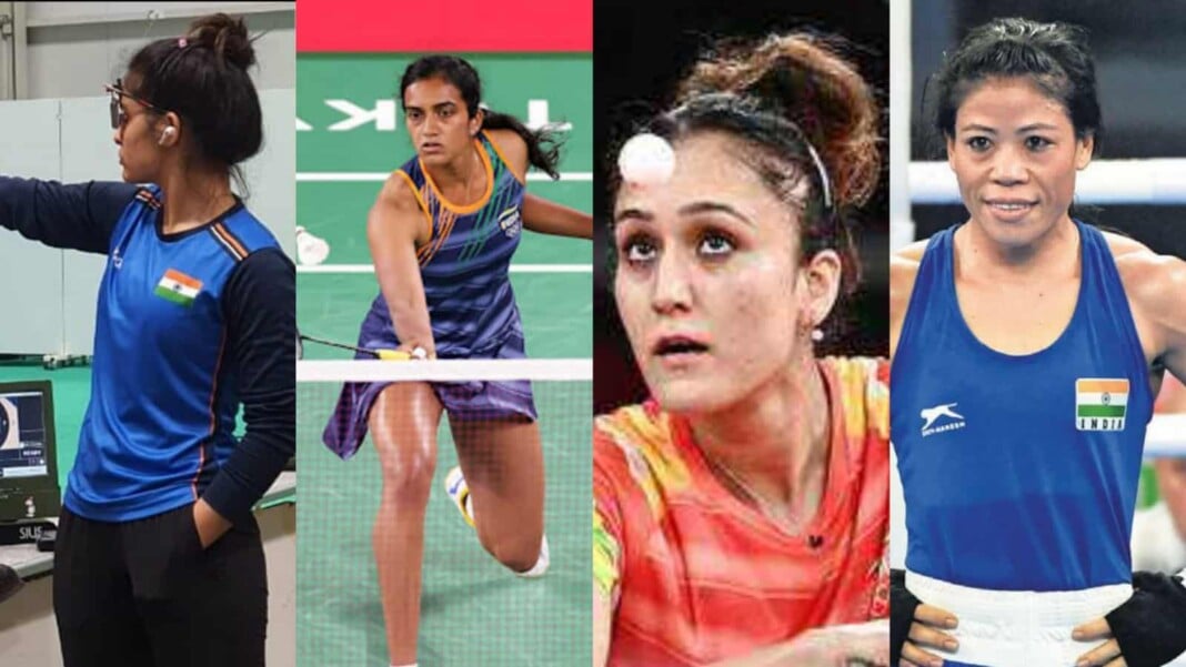 Manu Bhaker, PV Sindhu, Manika Batra and MC Mary Kom Manu Bhaker, PV Sindhu, Manika Batra and MC Mary Kom