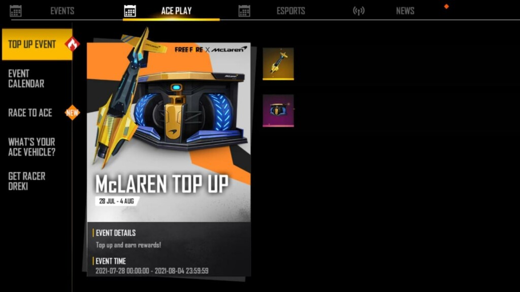 free fire mclaren top up