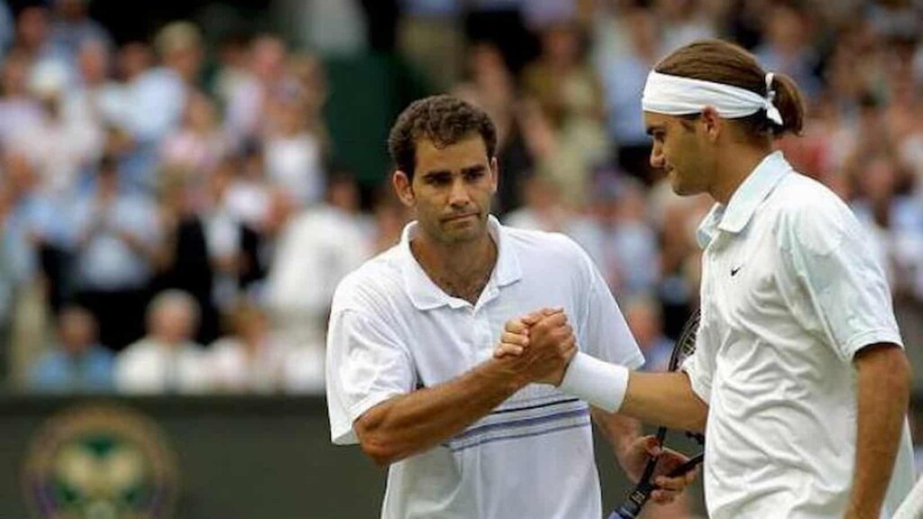 Pete Sampras and Roger Federer from their 2001 Wimbledon meeting