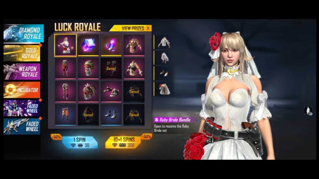 Free Fire Ruby Bride Bundle