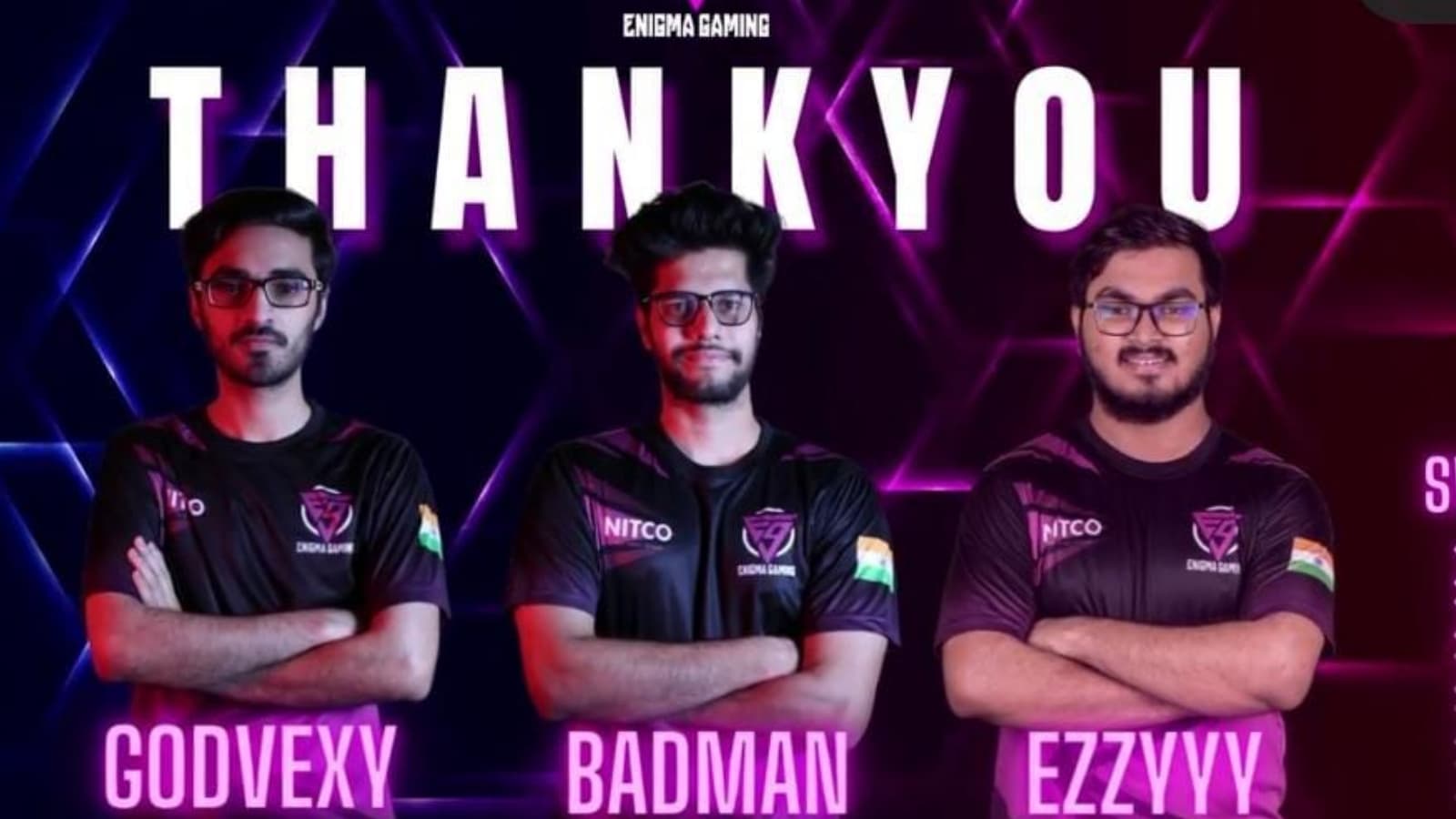 Enigma Gaming releases BadmaN, Ezzyyy, and Godvexy: Final roster of Enigma 2.0