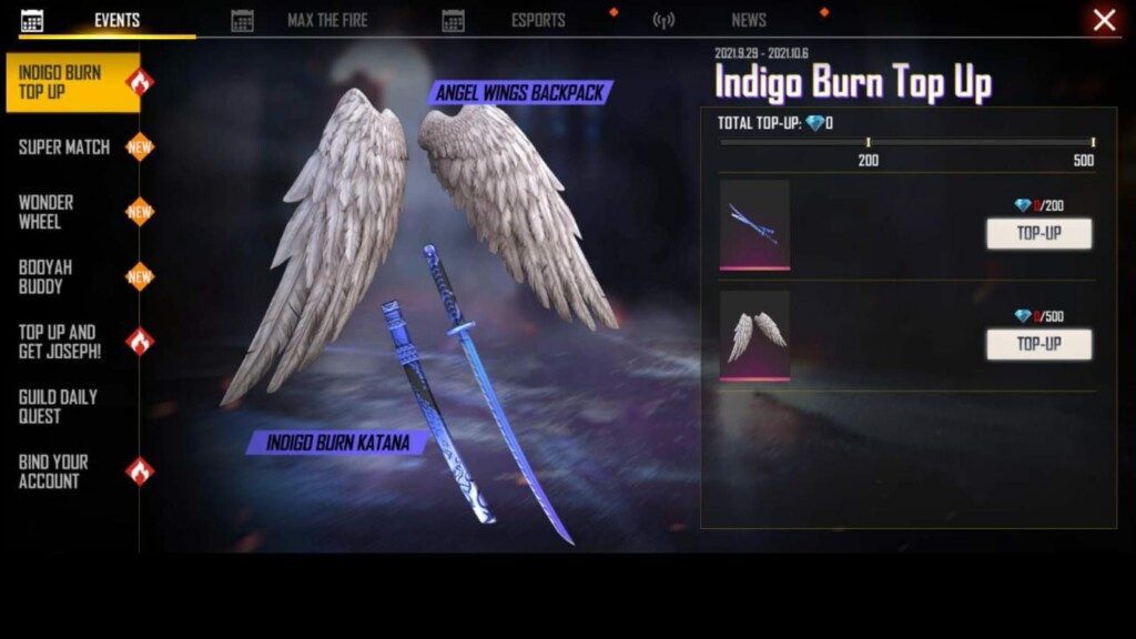 Free Fire Indigo Burn Top up