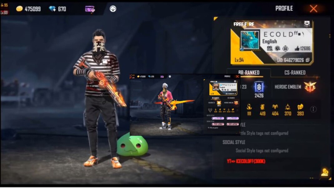 free fire 100 level player id