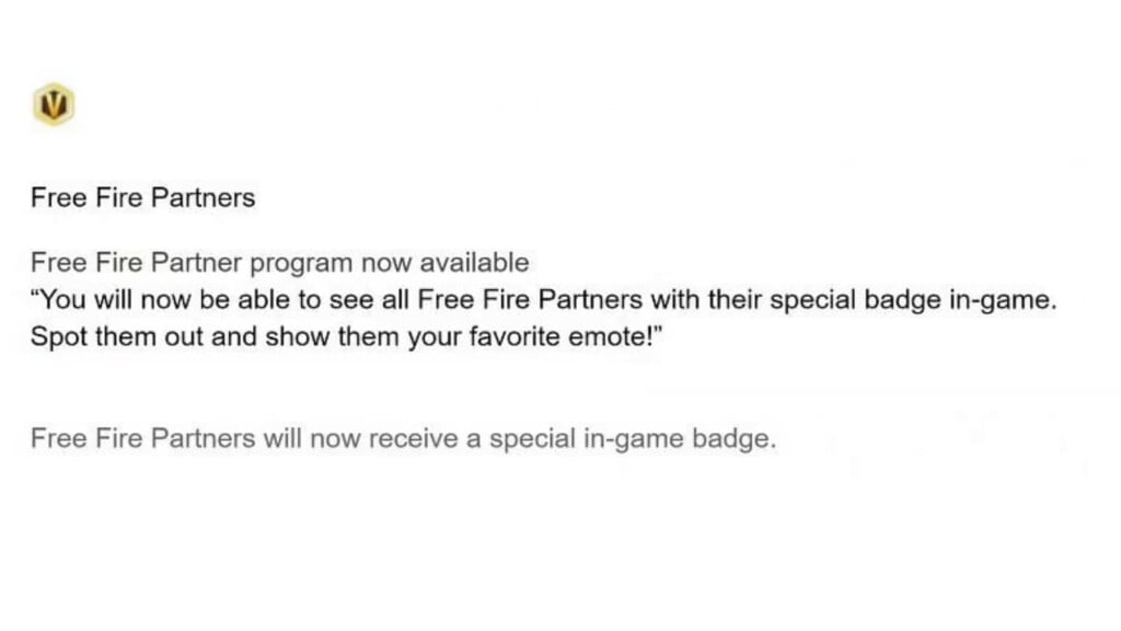 V Badge in Free Fire