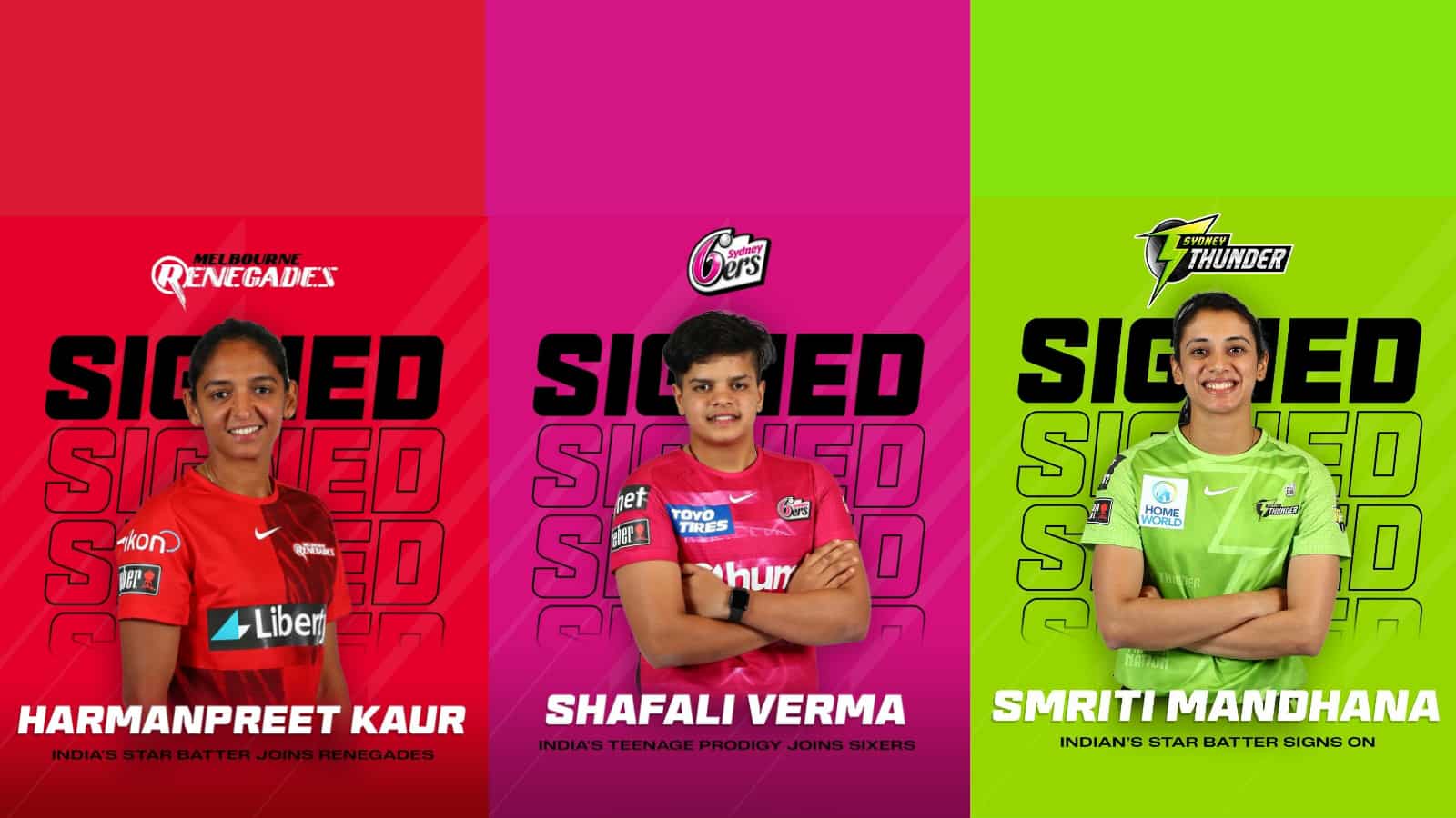 (L-R) Harmanpreet Kaur, Shafali Verma, Smriti Mandhana