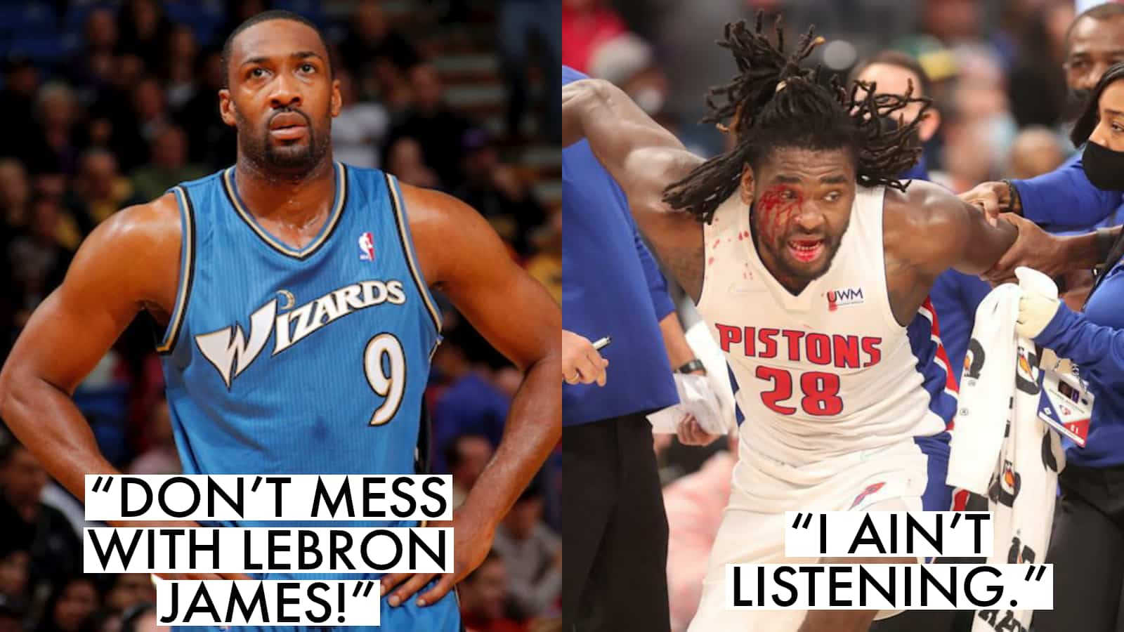 Gilbert Arenas fires warning towards Isaiah Stewart for charging towards LeBron James in Lakers vs Pistons