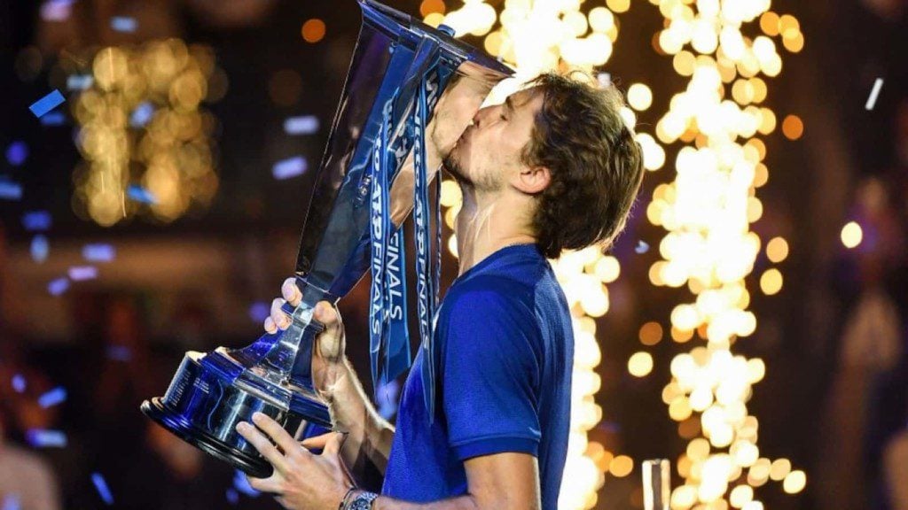 Alexander Zverev with the 2021 ATP Finals Trophy