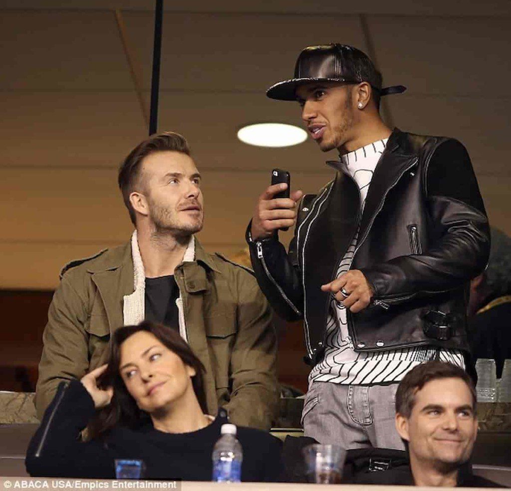 David Beckham and Lewis Hamilton 