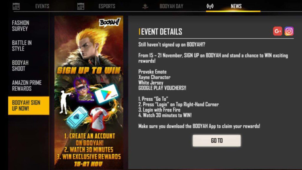 Free Fire Sign Up To Win Rewards For 21st November 21 Firstsportz