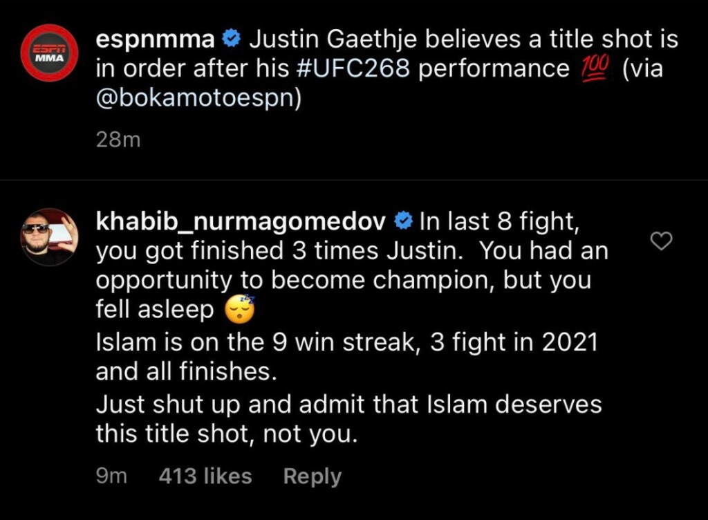 Khabib Nurmagomedov Justin Gaethje