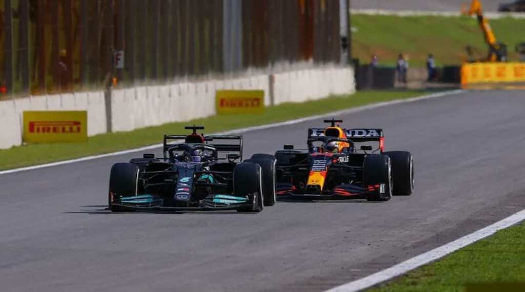 Lewis Hamilton and Max Verstappen in Sao Paolo