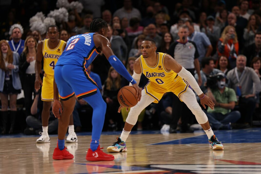 Russel Westbrook Oklahoma City Thunder vs LA Lakers