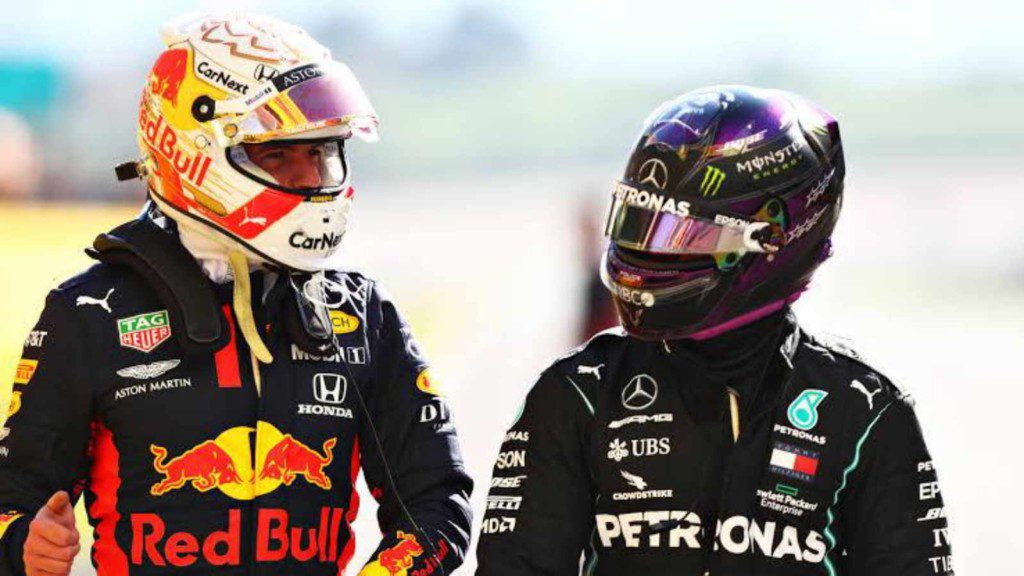 Max Verstappen and Lewis Hamilton