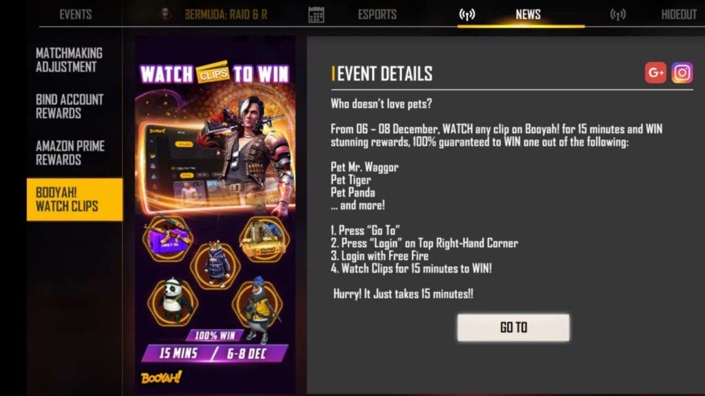 Free Fire Watch to Win