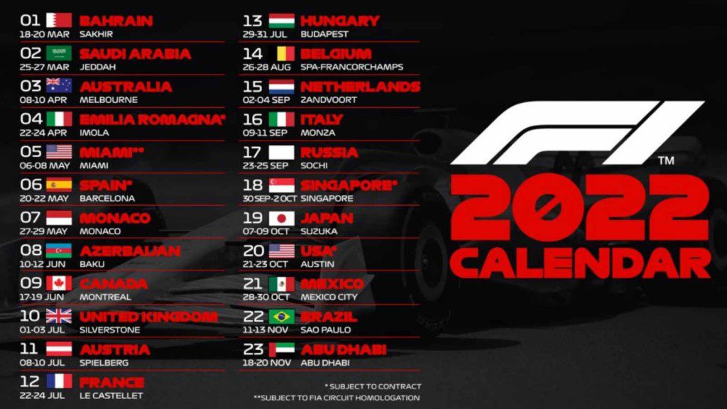 Formula1 calendar