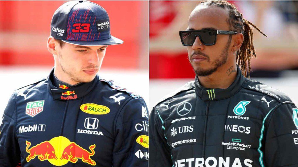 Max Verstappen and Lewis Hamilton