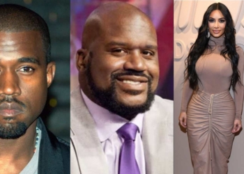 Kanye West, Shaquille O'Neal and Kim Kardashian