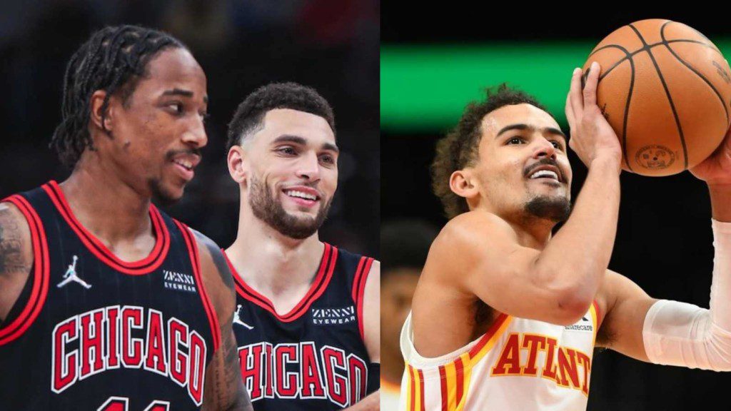 DeMar DeRozan, Zach LaVine and Trae Young