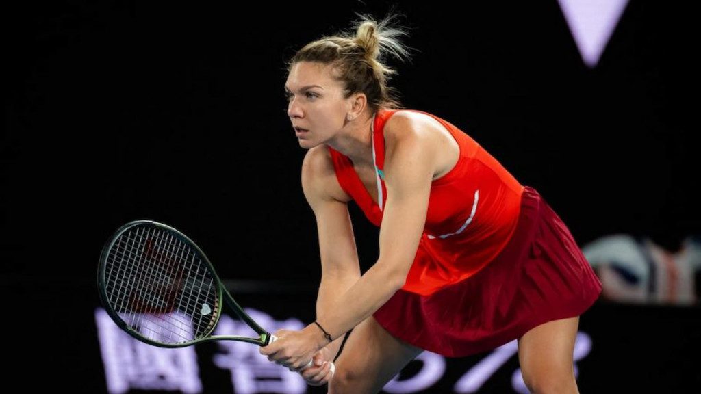 Simona Halep in action at the Australian Open 2022