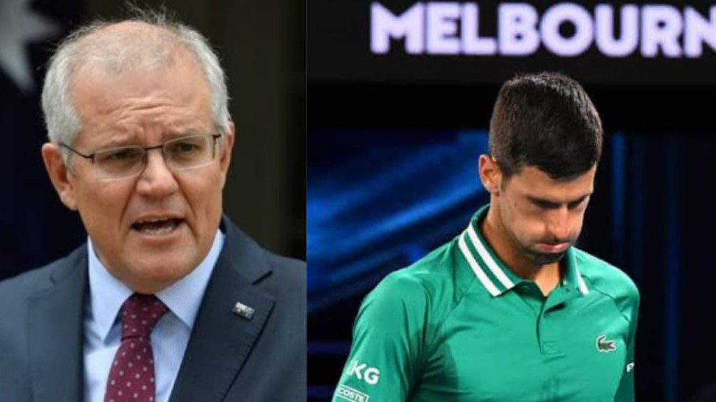 Scott Morrison and Novak Djokovic