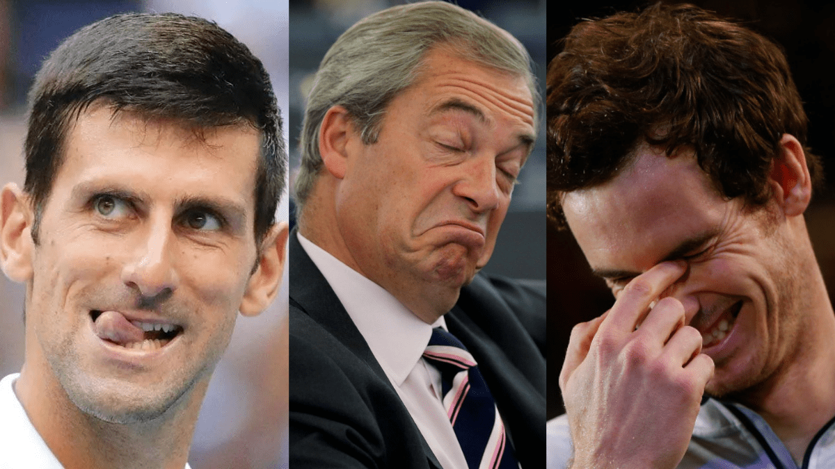 Novak Djokovic, Nigel Farage and Andy Murray