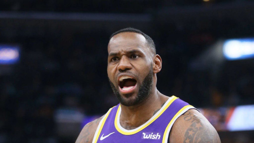 LeBron James frustrated over the referee