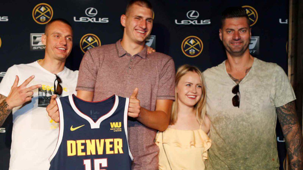 Natalija with Nikola Jokic during NBA draft