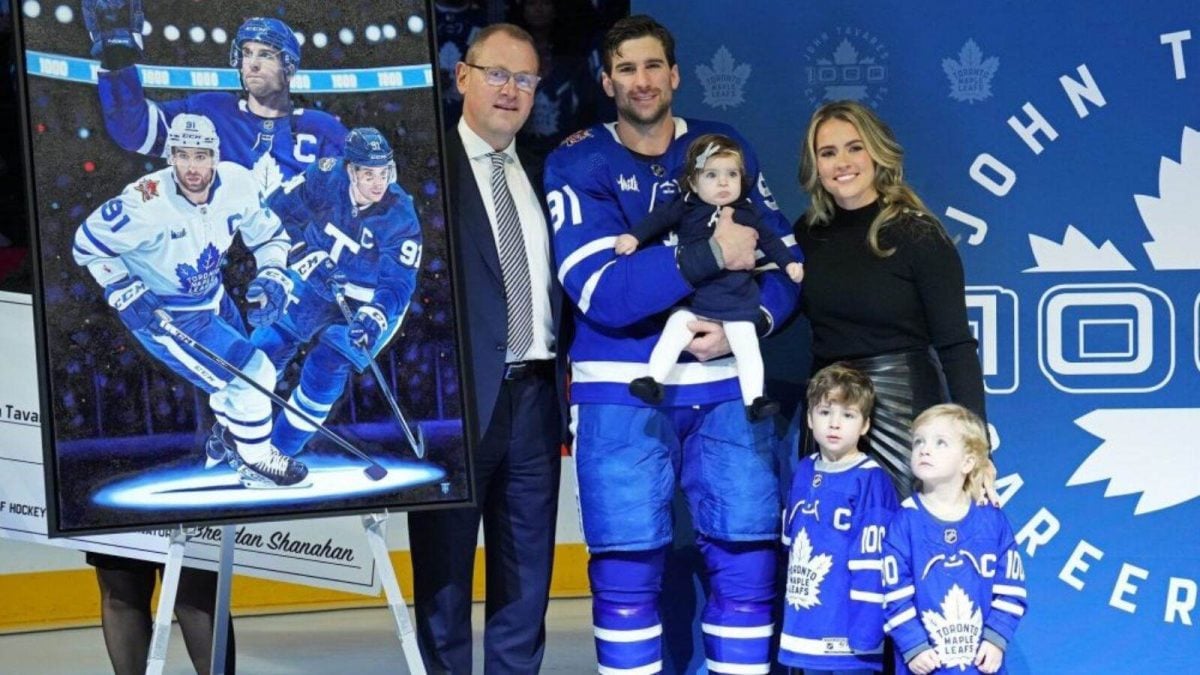 John Tavares, his wife and children