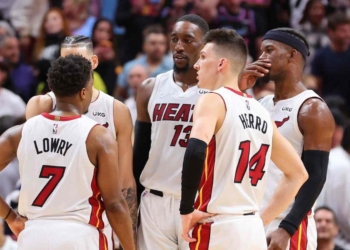 Kyle Lowry with Miami Heat team