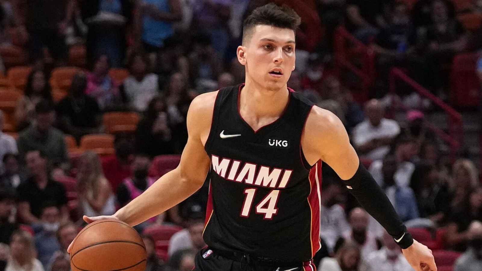 Tyler Herro Wears LeBron James' Shoes in Miami Heat Colorway