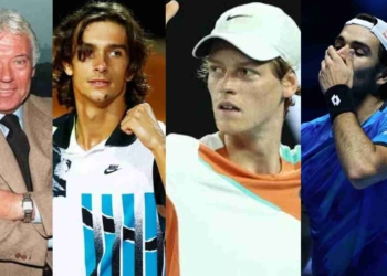 Nicola pietrangeli, Lorenzo Musetti, Matteo Berrettini and Jannik sinner