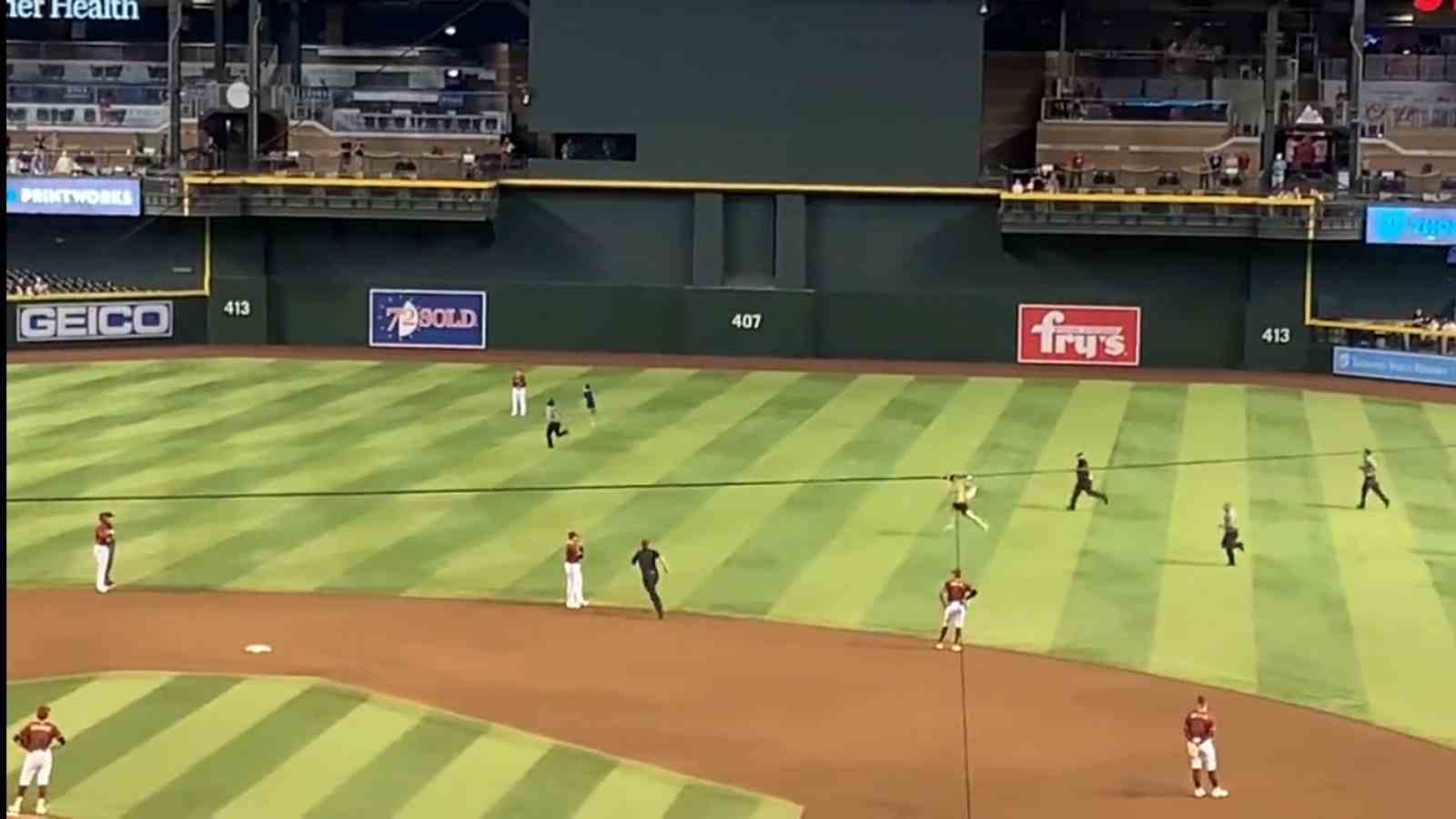 Watch Major League Baseball fans running wild on the field, mocking