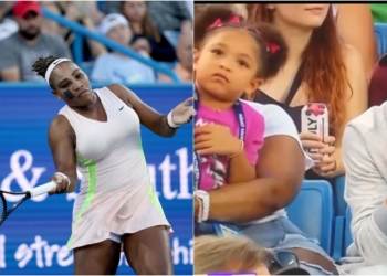 Serena Williams, her daughter Olympia and Grigor Dimitrov