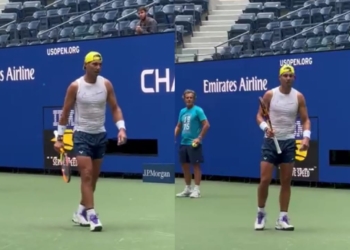 Rafael Nadal practice session at Arthur Ashe