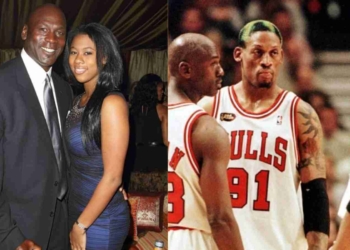 Michael Jordan and his daughter, Jordan with Dennis Rodman and Scottie Pippen