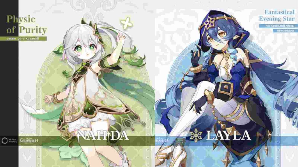 Genshin Impact reveals Nahida and Layla in latest drip marketing for 3.2 update 