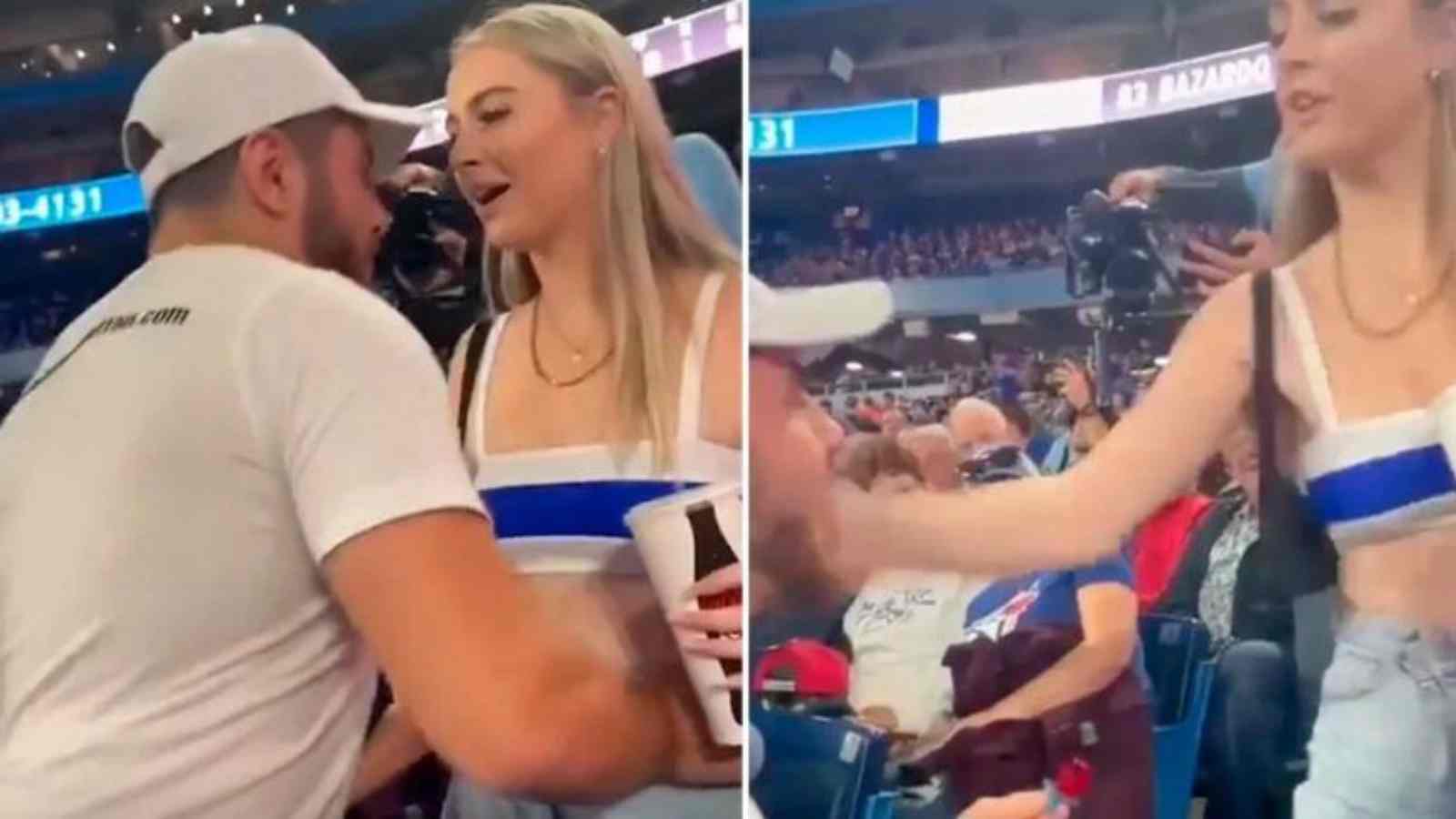 WATCH: MLB fans’ Marriage Proposal gone horribly wrong, gets slapped blatantly for going down on one knee with FAKE ring